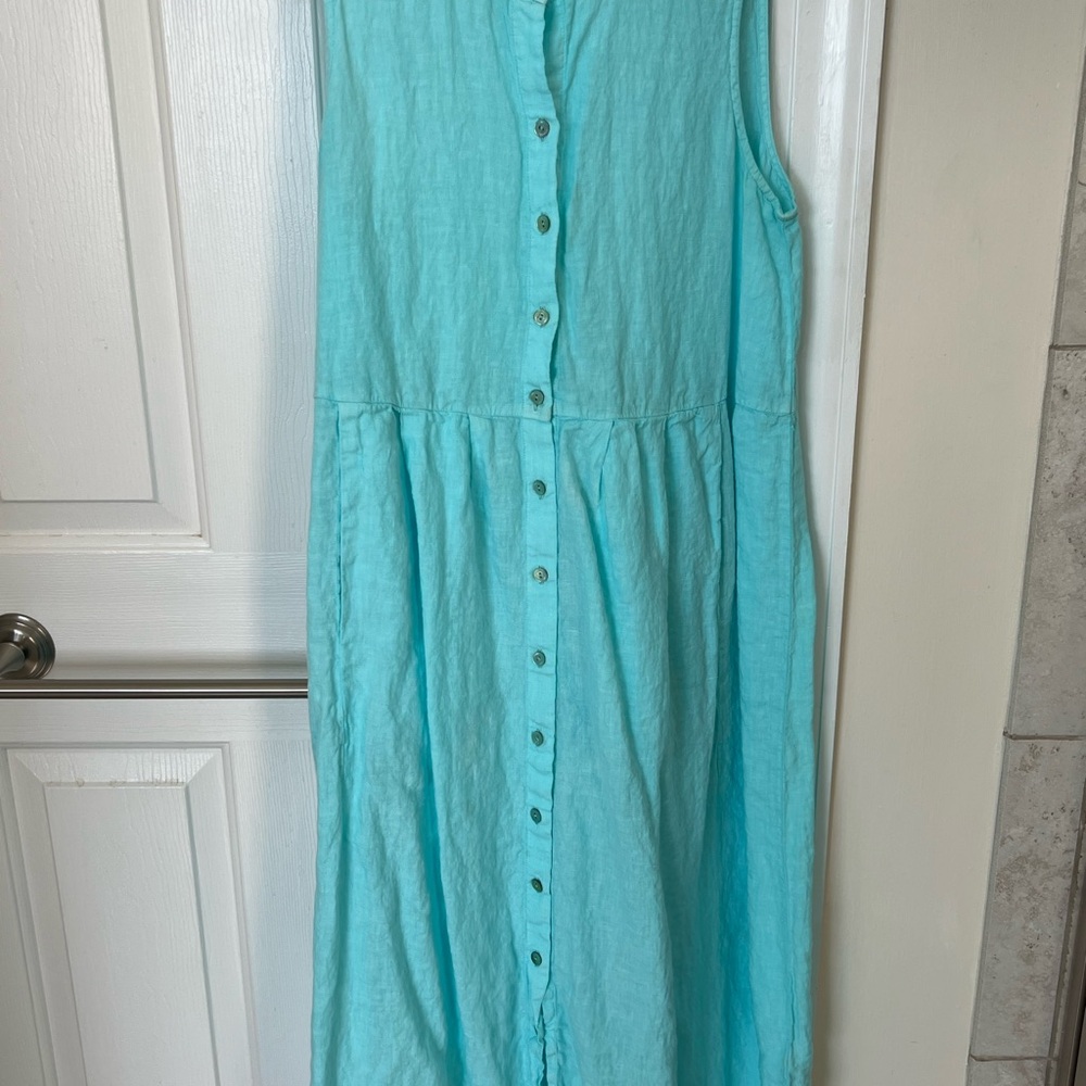 Eileen Fisher Blue Sleeveless Crew Neck Sundress